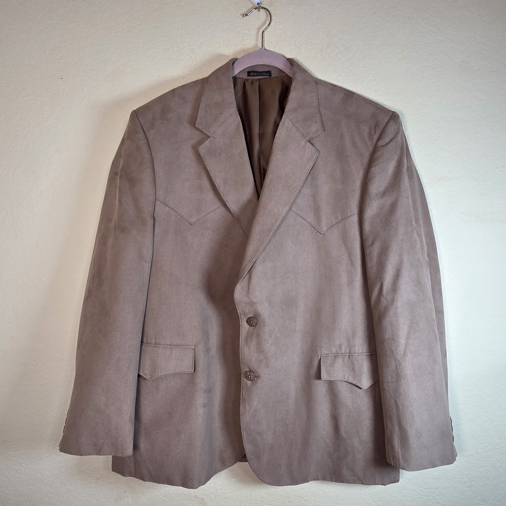 Circle S Western Style Suede Blazer Jacket Taupe Men's Size‎ Large wedding gift